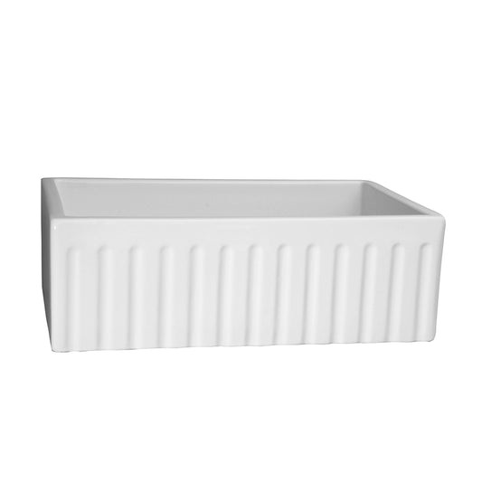 Felicity 30" Single Bowl Fluted-Front Apron Kitchen Sink in White