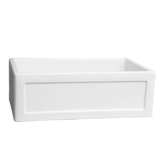 Ellyce 30" Single Bowl Picture Frame-Front Apron Kitchen Sink in White