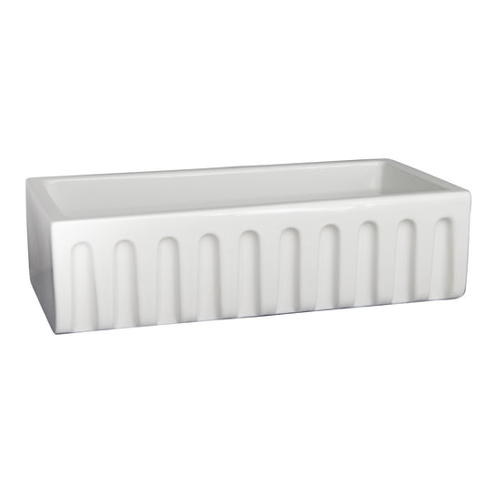Hillary 36" Single Bowl Fluted-Front Apron Kitchen Sink in White