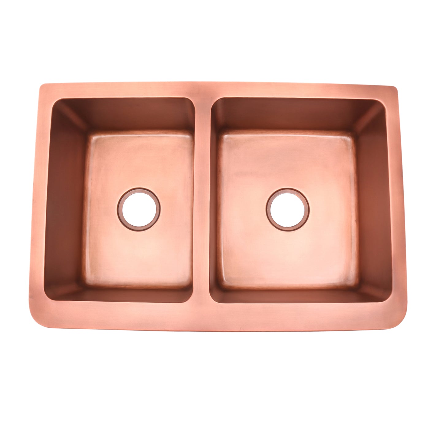 Cilantro Copper 33" Embossed Front Offset Double Bowl Apron Kitchen Sink