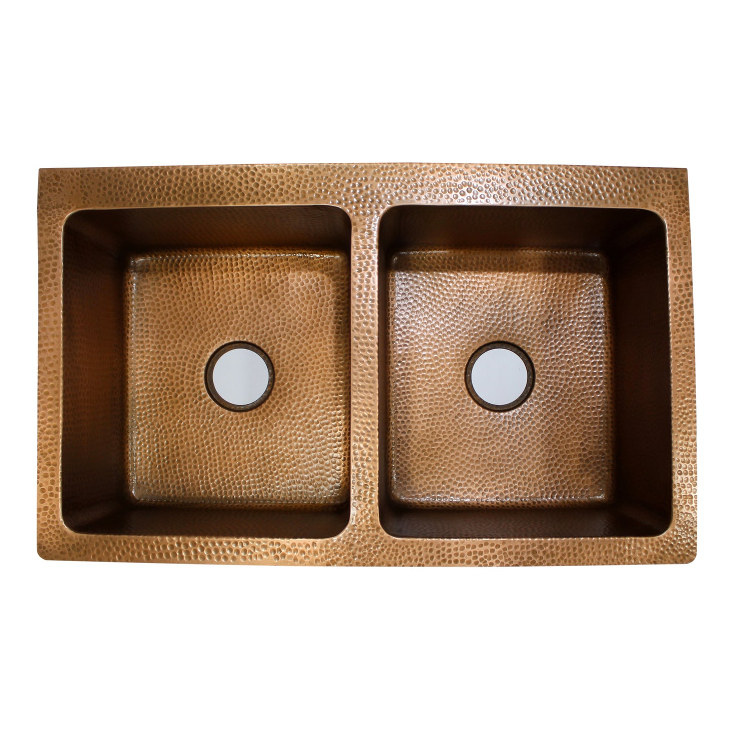 Grecia Copper 36" Double Bowl Apron Kitchen Sink Hammered Finish