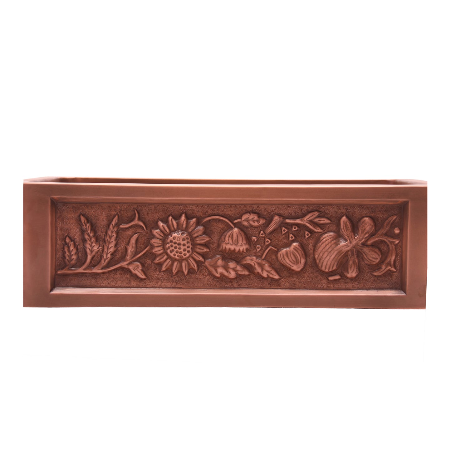 Sunflower Copper 30" Embossed Single Bowl Apron Kitchen Sink Antique Finish