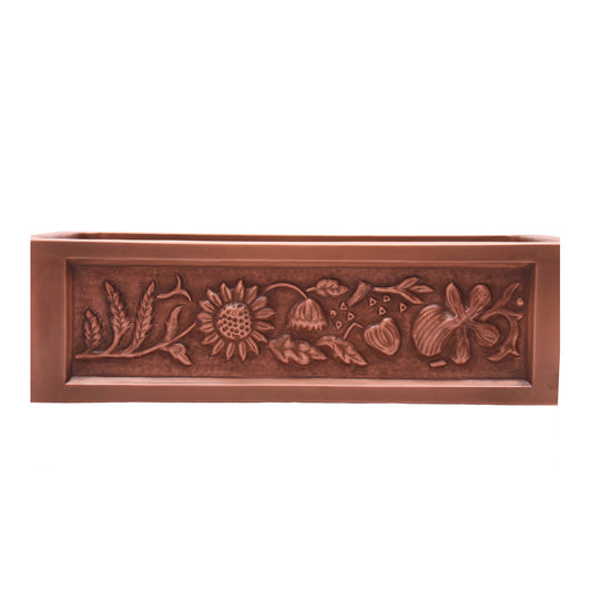 Sunflower Copper 30" Embossed Single Bowl Apron Kitchen Sink Antique Finish
