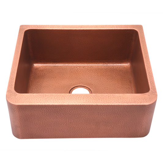 Avena 25" Copper Single Bowl Kitchen Apron Sink Hammered Finish