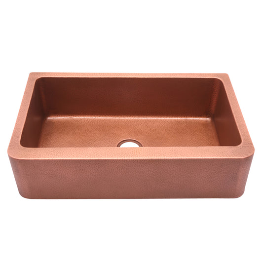 Avena 33" Copper Single Bowl Kitchen Apron Sink Hammered Finish