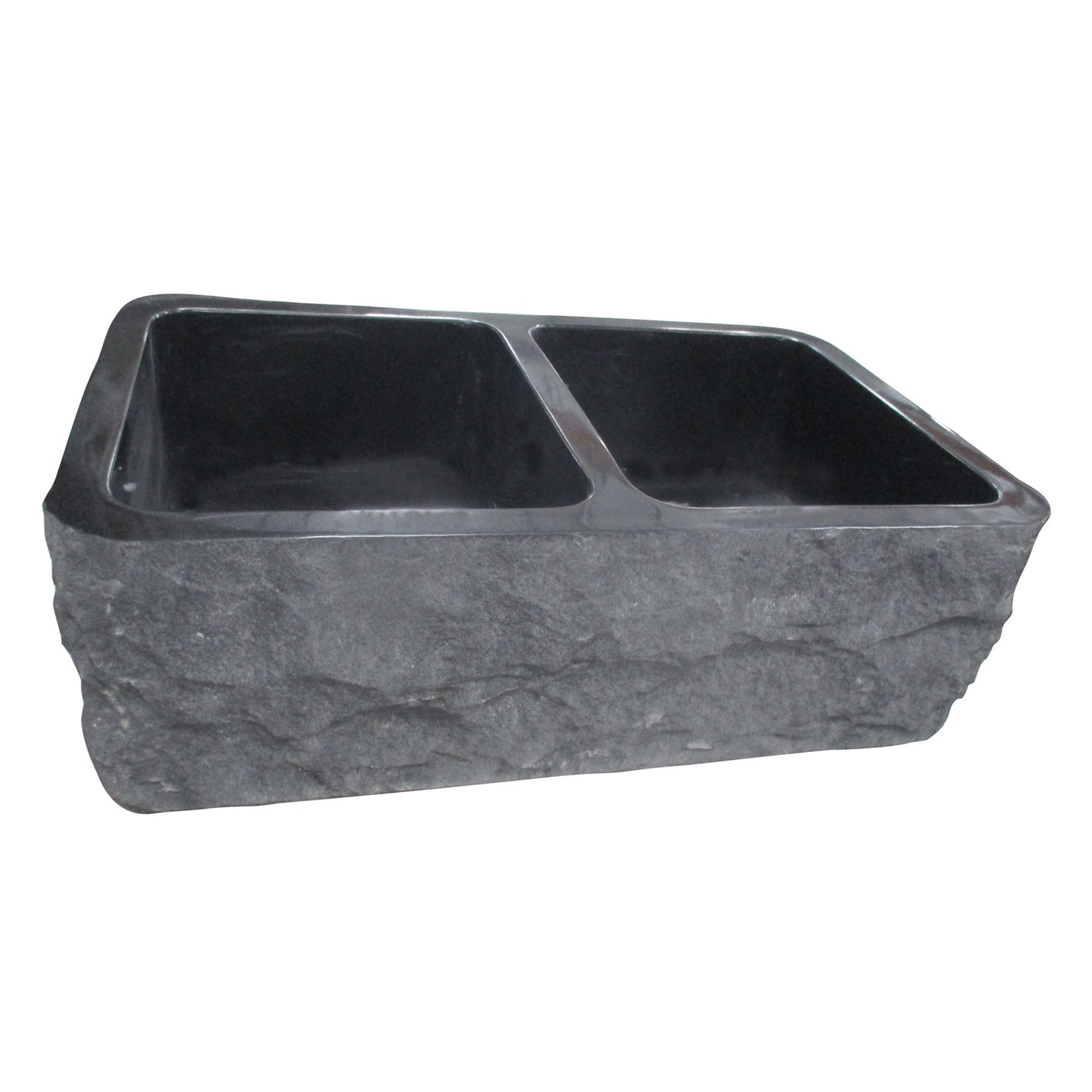 Bowdon 33" Granite Double Bowl Apron Kitchen Sink Chiseled Front