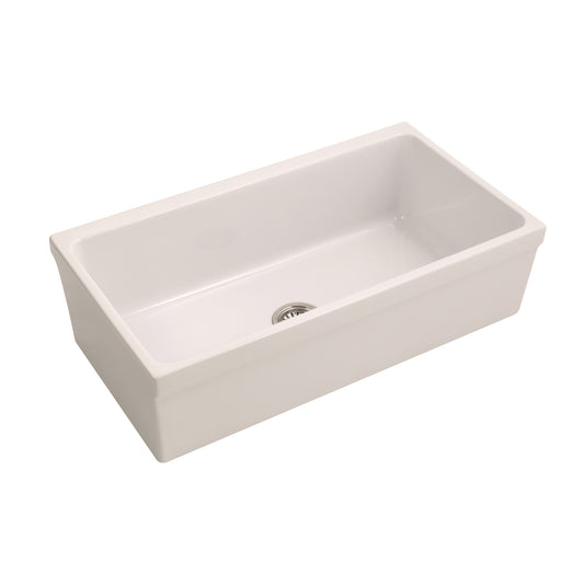 Hinton 36" Single Bowl Fireclay Apron Kitchen Sink in Bisque