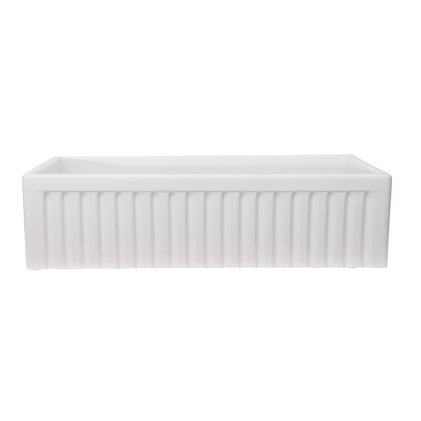 Carthage 36" Fluted Front Single Bowl Kitchen Sink in White