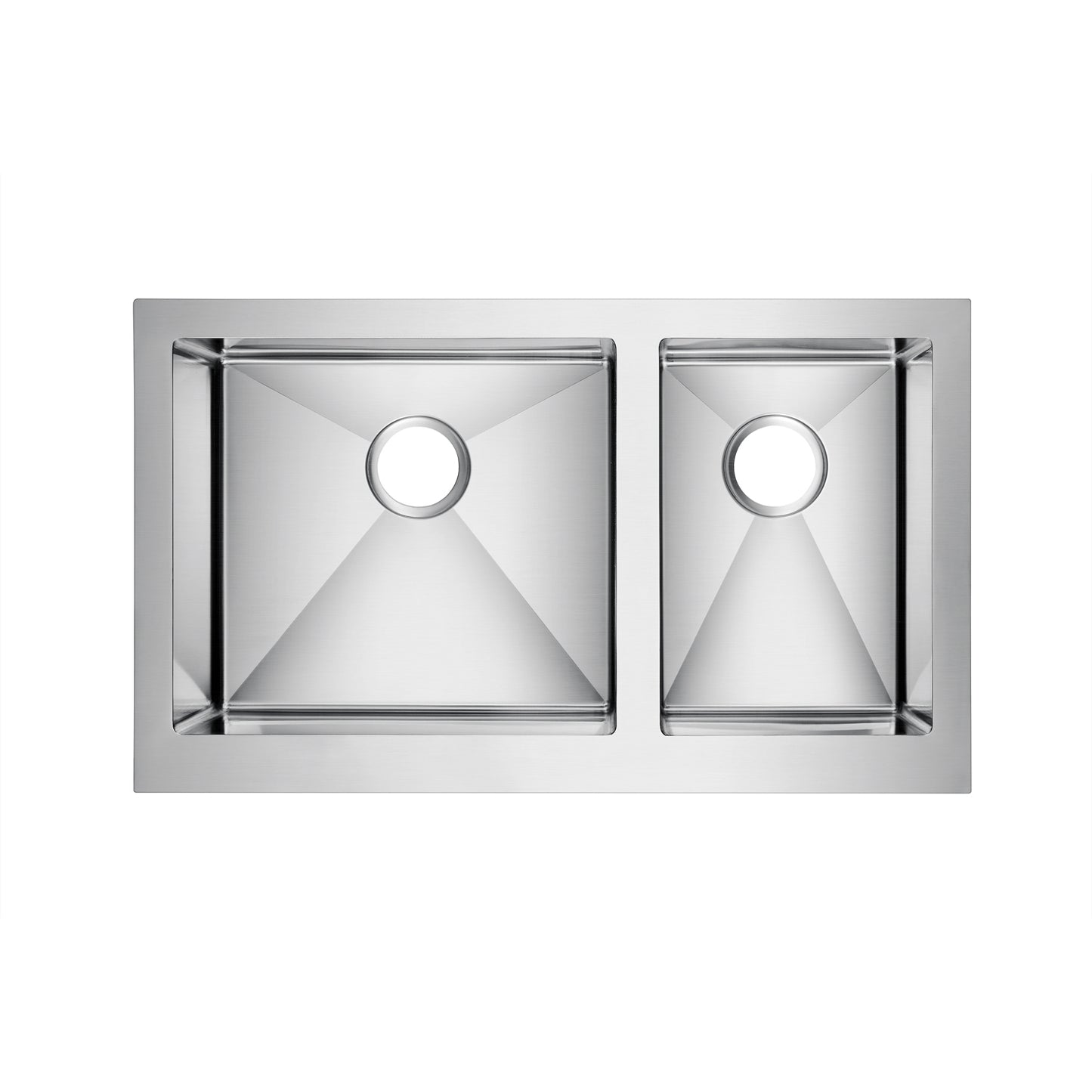 Corazon 33" Stainless Steel 60/40 Double Bowl Apron Sink