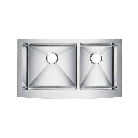 Damita 33" Stainless Steel 60/40 Double Bowl Apron Sink