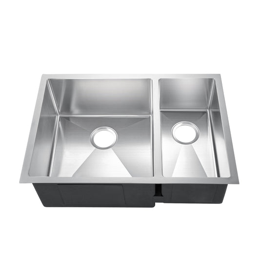 Genaro 29" Stainless Steel 70/30 Offset Double Bowl Undermount Kitchen Sink