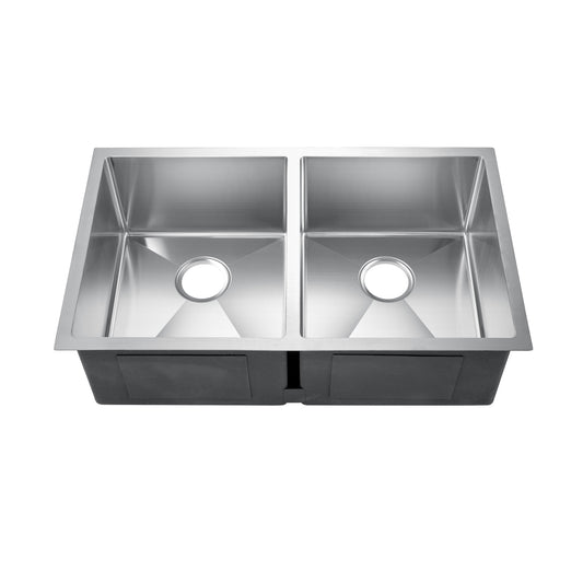 Geraldine 32" Stainless Steel Deep 50/50 Double Bowl Undermount Sink