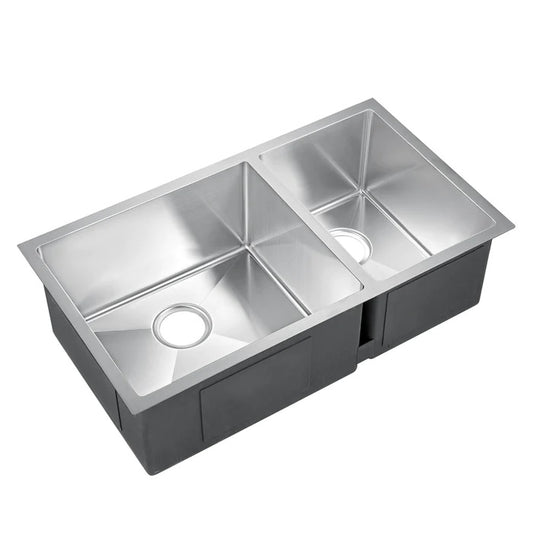 Guilio 33" Stainless Steel 60/40 Offset Double Bowl Undermount Sink