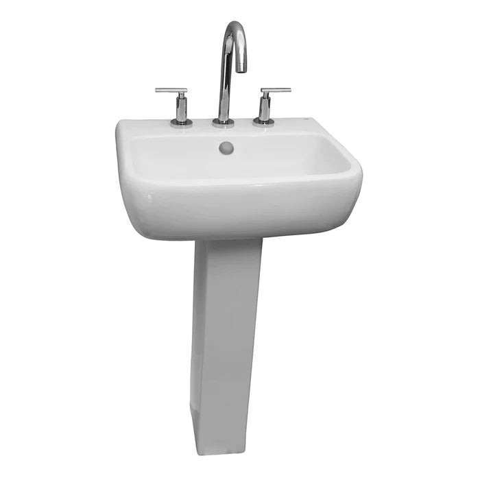 Metropolitan 600 Pedestal Bathroom Sink White for 4" Centerset