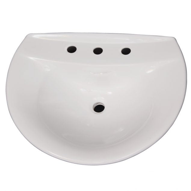 Venice 650 Pedestal Bathroom Sink White for 8" Widespread