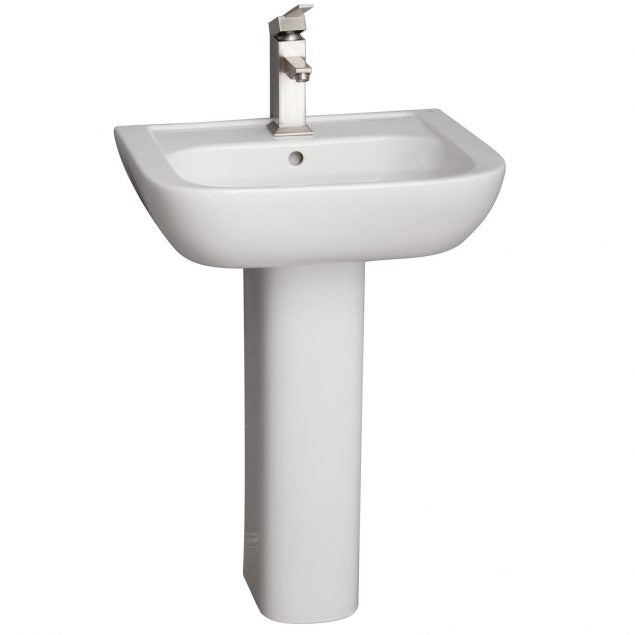 Caroline 450 Pedestal Bathroom Sink White for 1-Hole Faucet
