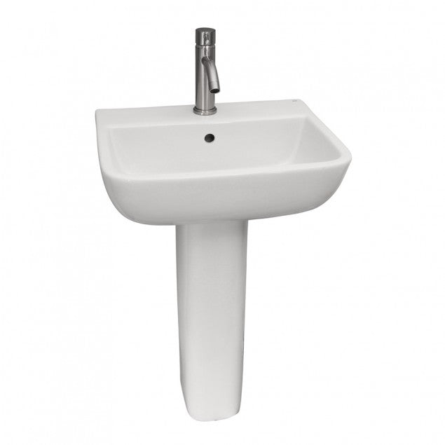 Series 600 Large Pedestal Bathroom Sink White for 1-Hole Faucet