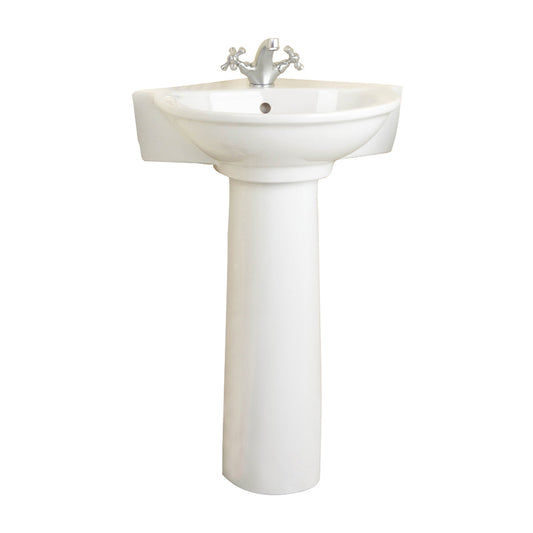 Evolution Corner Pedestal Bathroom Sinkn White for 8" Widespread