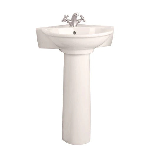 Evolution Corner Pedestal Bathroom Sink Bisque for 4" Centerset