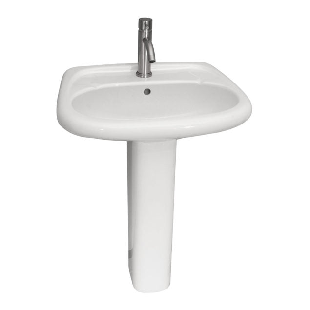 Flora Pedestal Bathroom Sink White for 1-Hole Faucet