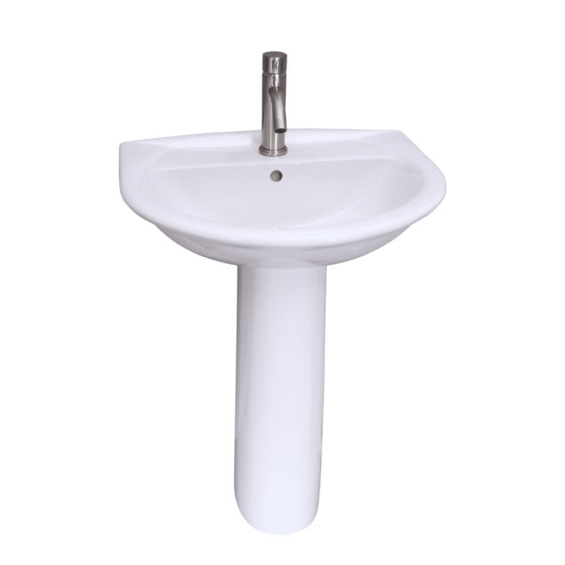 Karla 605 Pedestal Bathroom Sink White for 8" Widespread