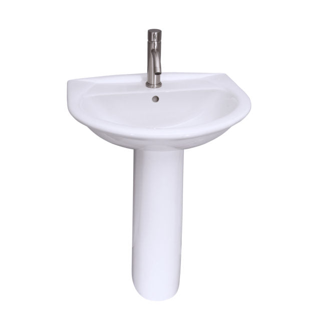 Karla 605 Pedestal Bathroom Sink White for 1-Hole Faucet