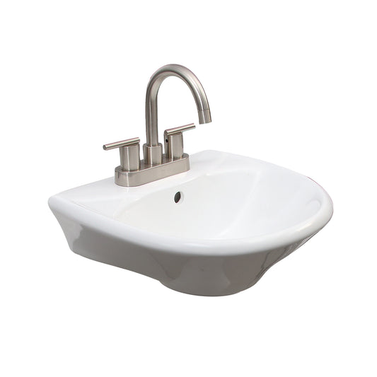 Gair Pedestal Bathroom Sink White for 4" Centerset