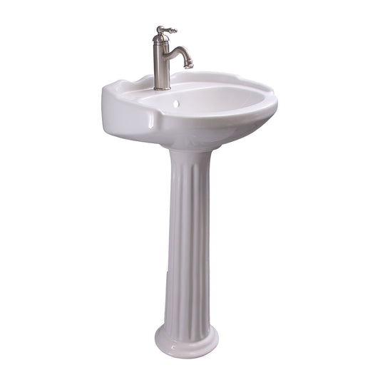Silvi 20" Pedestal Bathroom Sink White for 1-Hole Faucet