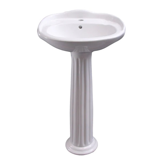 Arianne 19" Pedestal Bathroom Sink White for 1-Hole Faucet