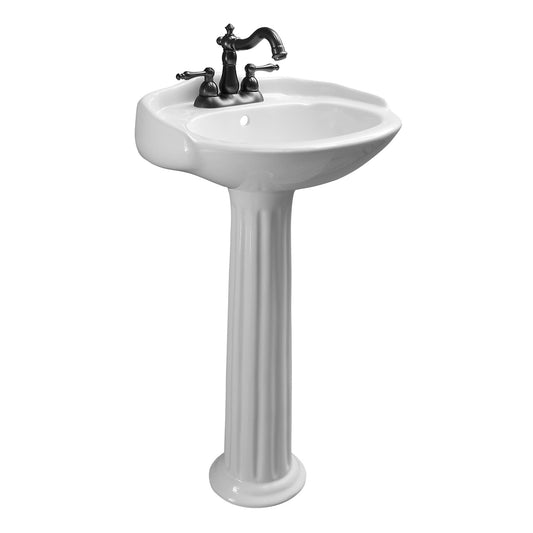 Arianne 19" Pedestal Bathroom Sink White for 4" Centerset