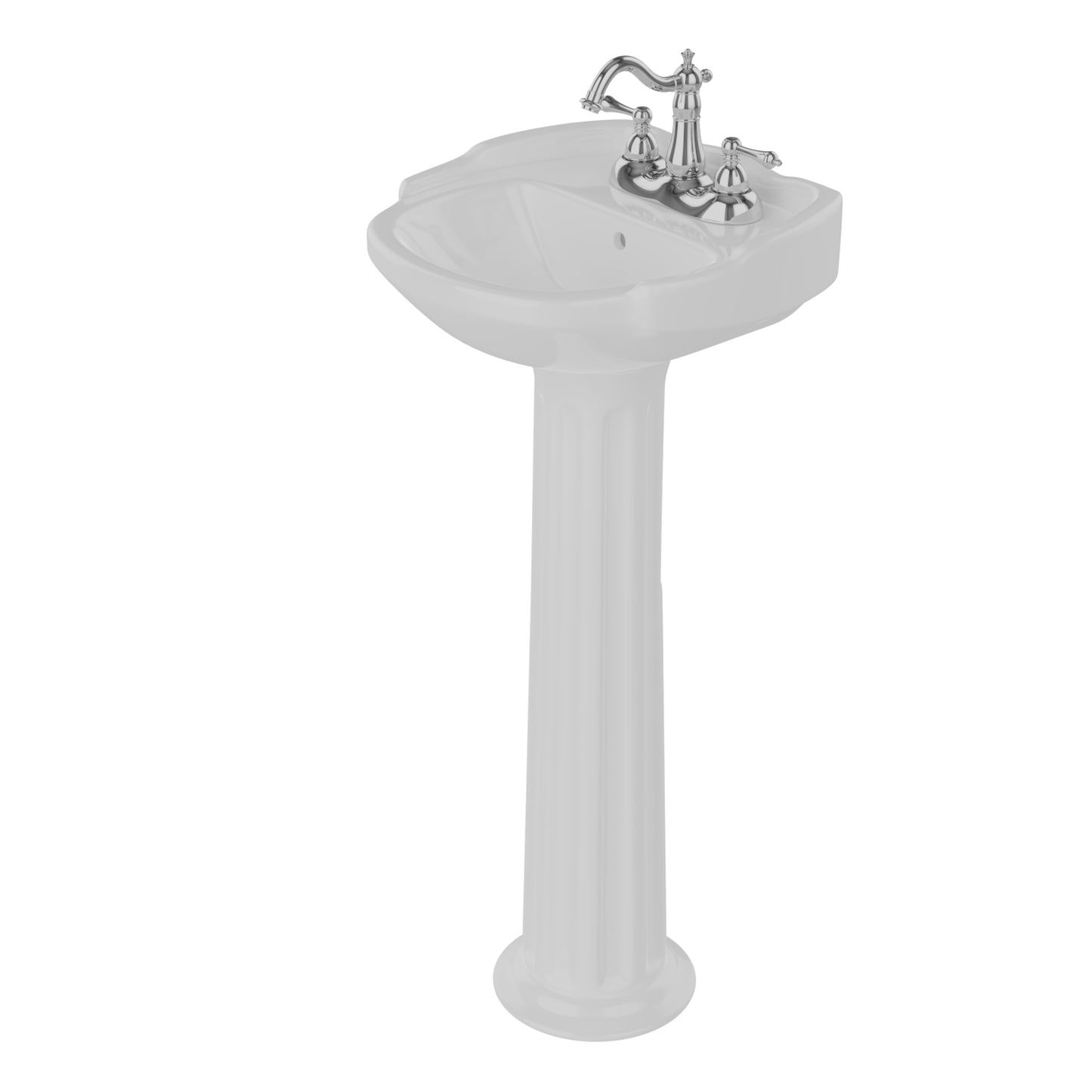 Silvi 15" Pedestal Bathroom Sink White for 4" Centerset