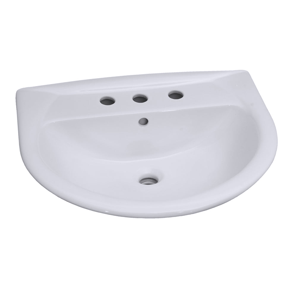 Karla 605 Pedestal Bathroom Sink White for 8" Widespread