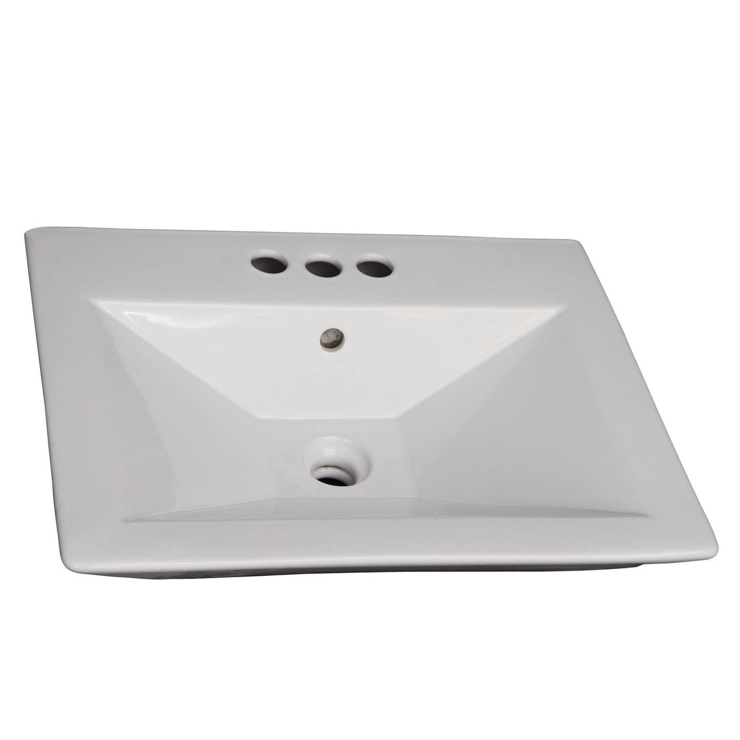 Opulence 23" Rectangular Pedestal Bathroom Sink White for 4" Centerset