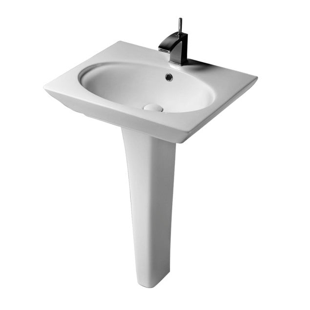 Opulence 23" Oval Pedestal Bathroom Sink White for 1-Hole Faucet