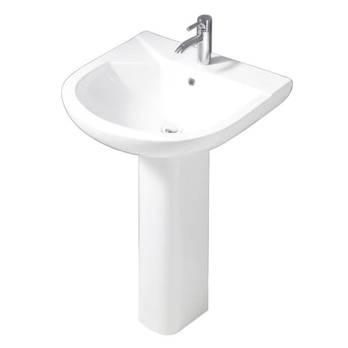 Anabel 630 Pedestal Bathroom Sink White for 1-Hole Faucet