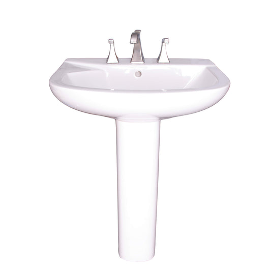 Anabel 630 Pedestal Bathroom Sink White for 8" Widespread