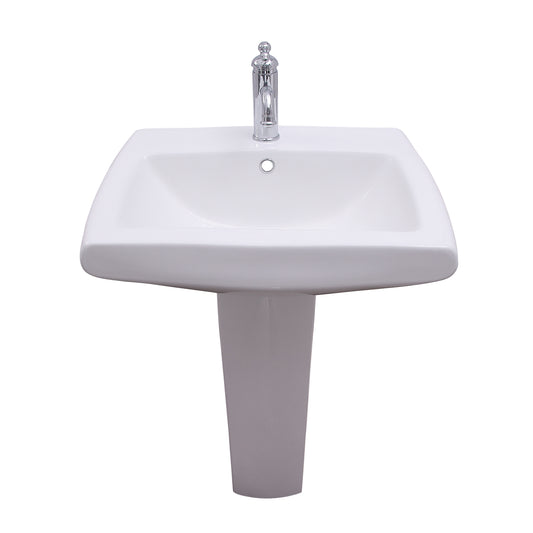 Ambrose Pedestal Bathroom Sink White for 1-Hole Faucet