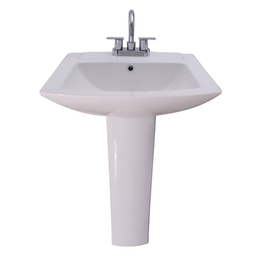 Burke Pedestal Bathroom Sink White for 4" Centerset
