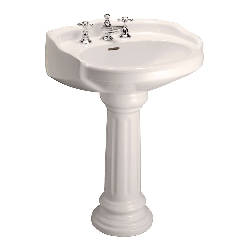 Vicki Pedestal Bathroom Sink Bisque for 8" Widespread
