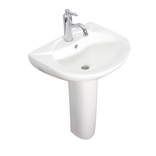 Banks Pedestal Bathroom Sink White for 4" Centerset