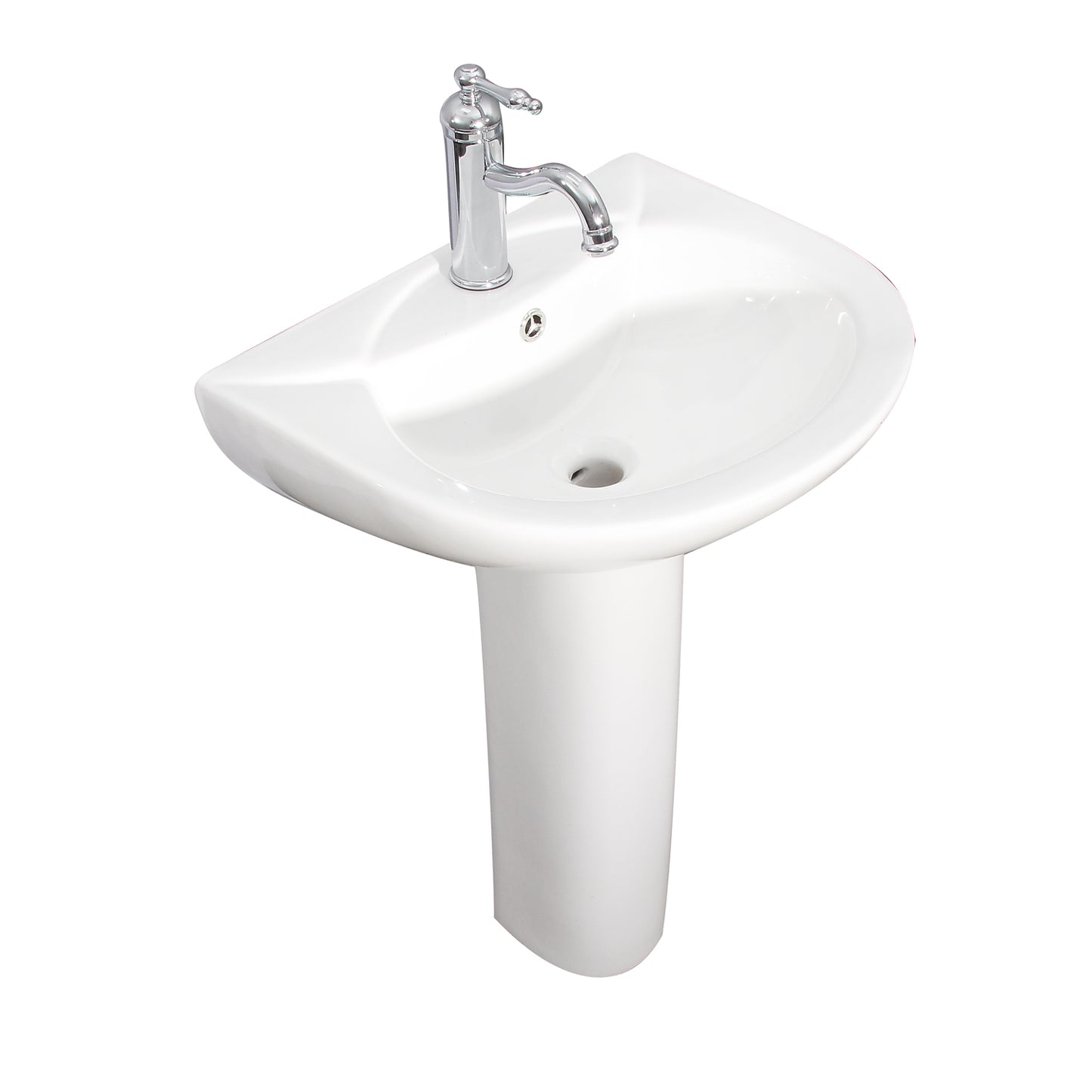 Banks Pedestal Bathroom Sink White for 1-Hole Faucet