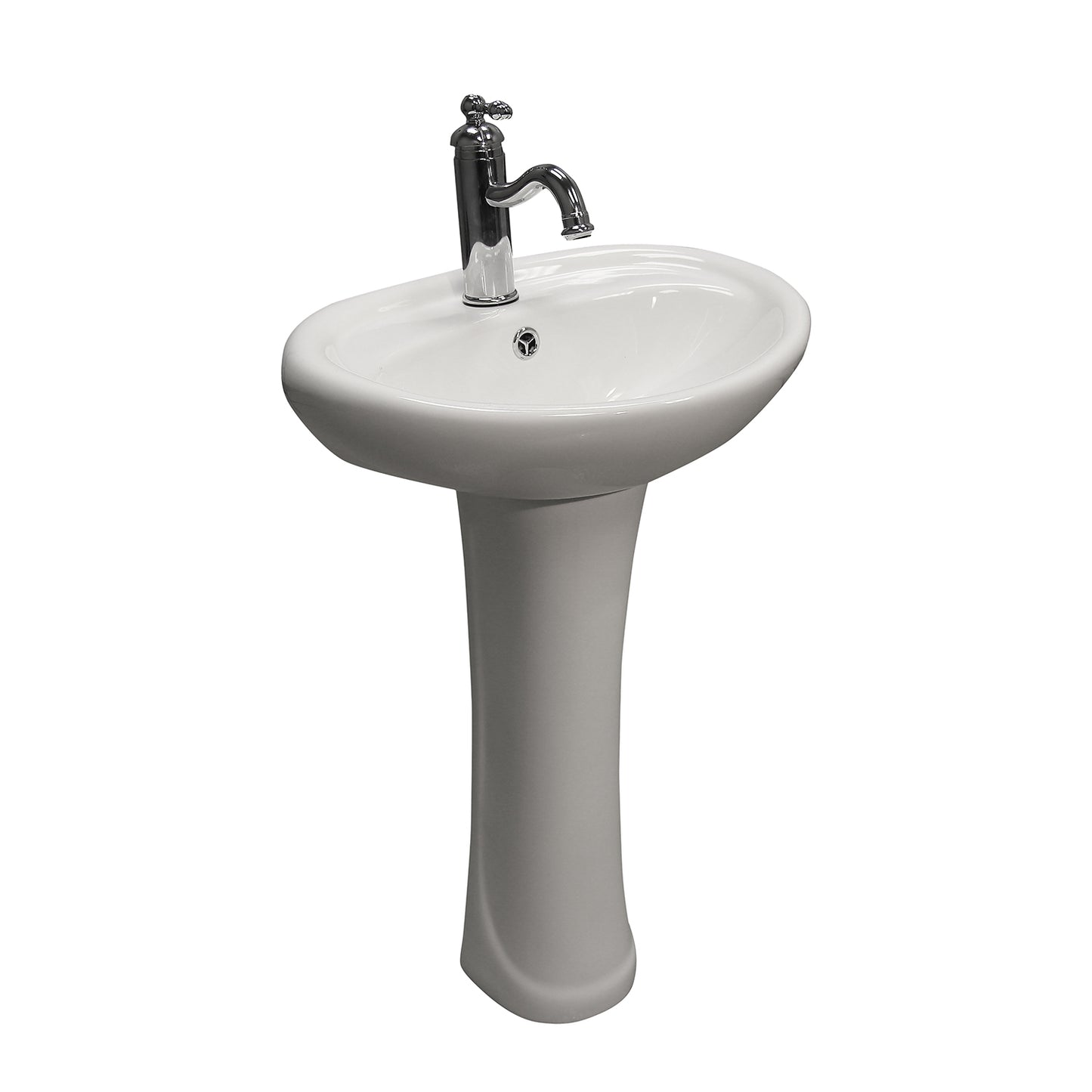 Ashley Pedestal Bathroom Sink White for 1-Hole Faucet