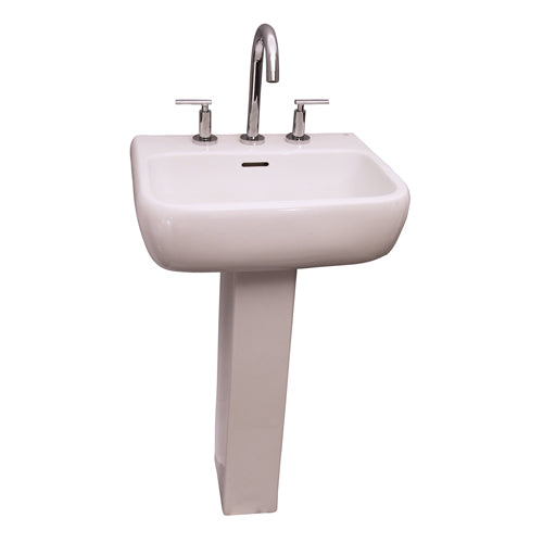 Metropolitan 600 Pedestal Bathroom Sink White for 8" Widespread