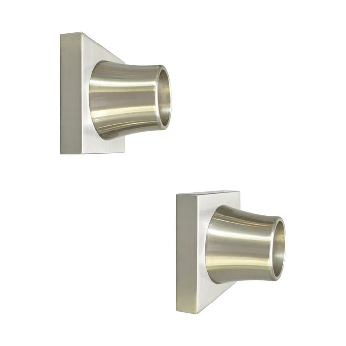 Decorative Square Shower Rod Flange (Pair) 1" ID Brushed Nickel