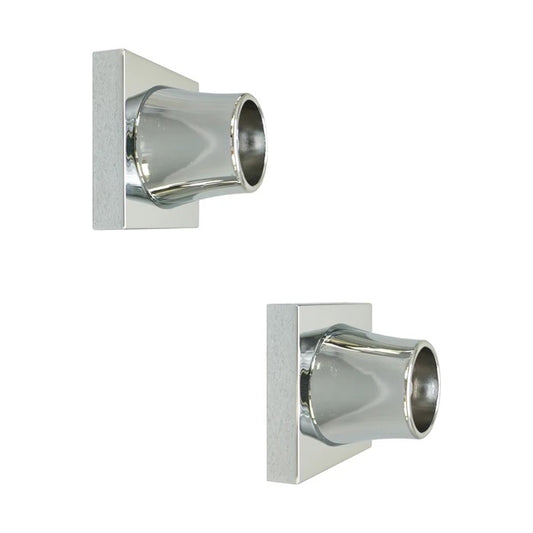 Decorative Square Shower Rod Flange (Pair) 1" ID Polished Chrome