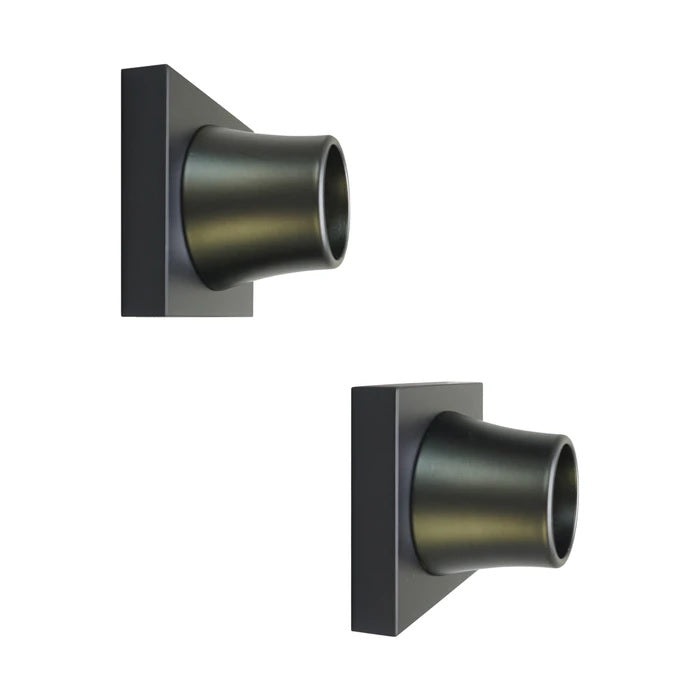 Decorative Square Shower Rod Flange (Pair) 1" ID Matte Black