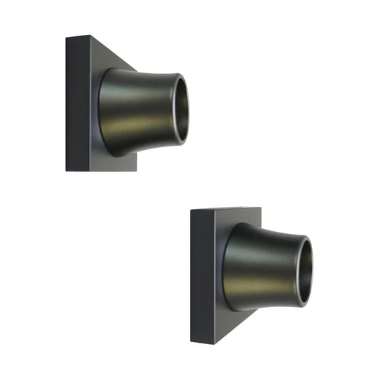 Decorative Square Shower Rod Flange (Pair) 1" ID Matte Black