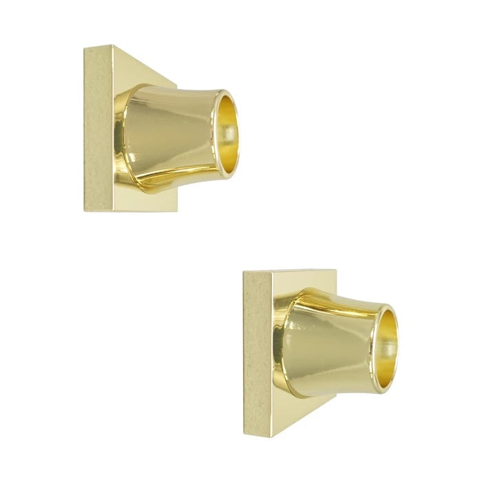 Decorative Square Shower Rod Flange (Pair) 1" ID Polished Brass
