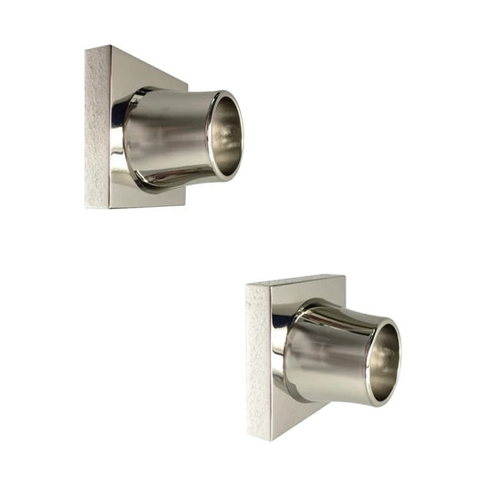 Decorative Square Shower Rod Flange (Pair) 1" ID Polished Nickel