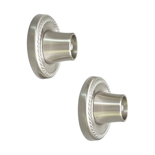 Decorative 2-7/8" Round Shower Rod Flange (Pair) 1" ID Brushed Nickel